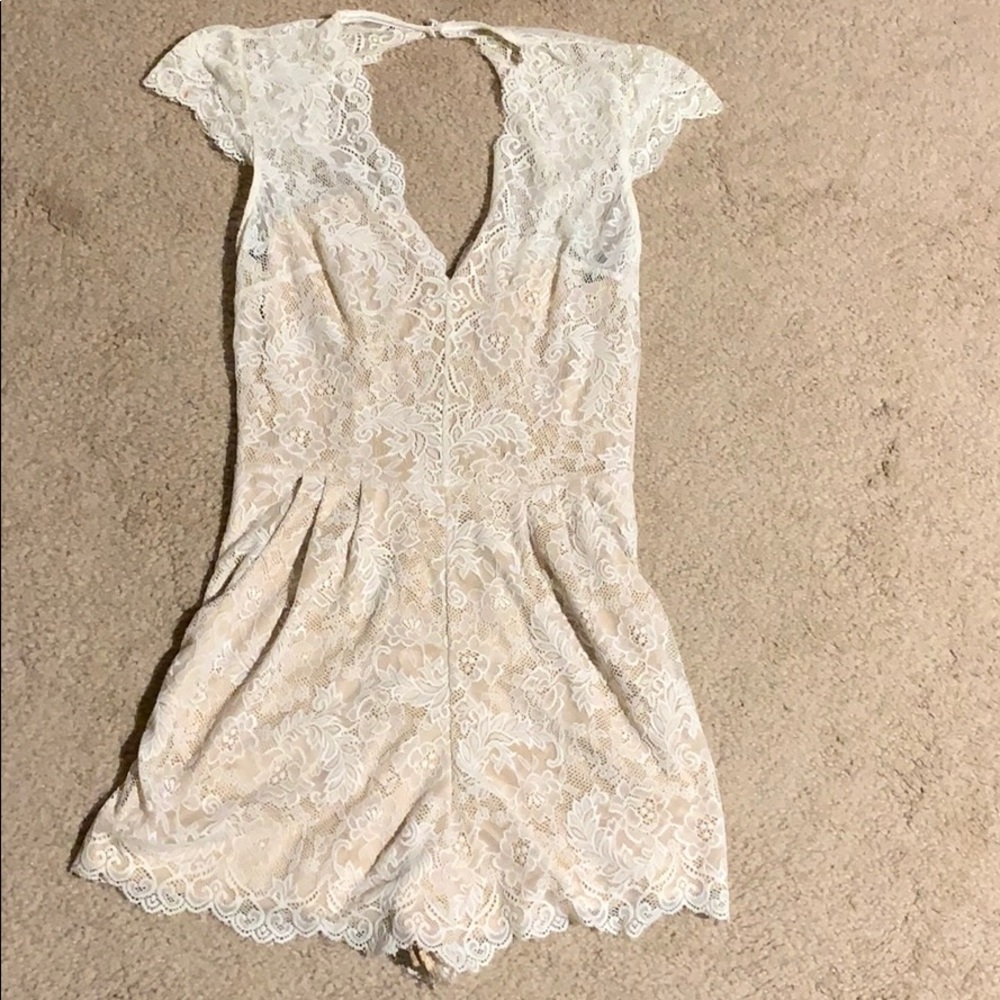 Lacy ivory shorts romper